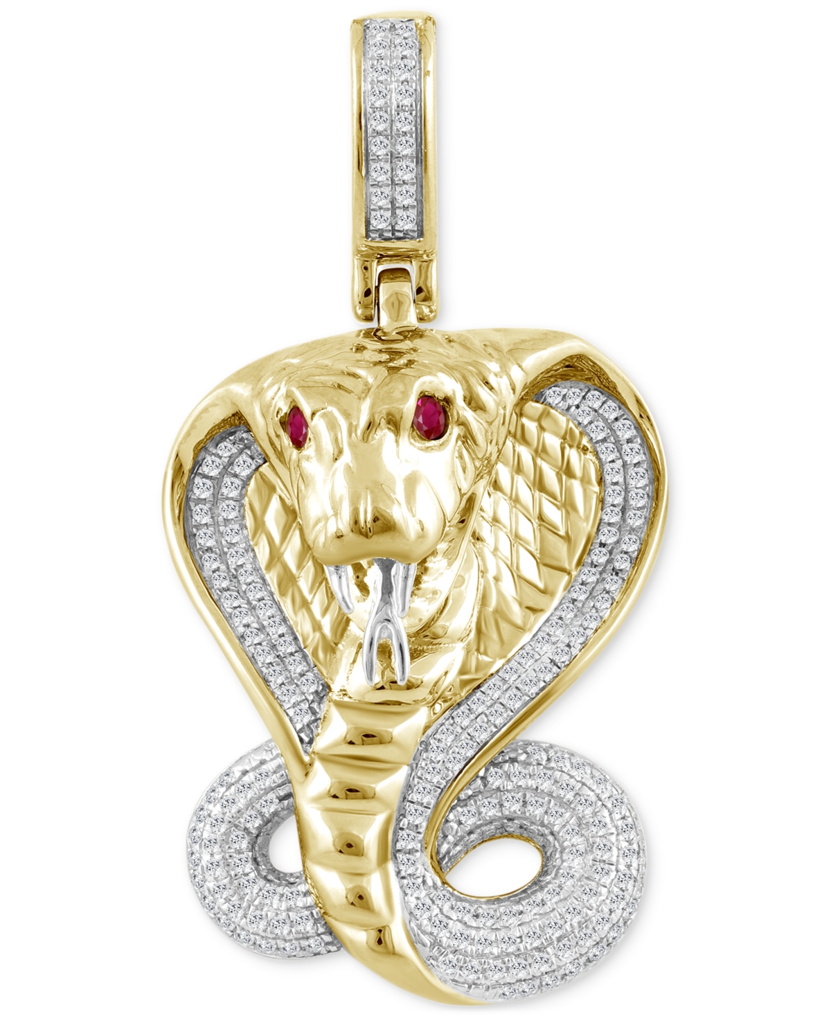 Men's Diamond (1/2 ct. t.w.) & Ruby Accent Snake Pendant in 10k Gold - Yellow Gold