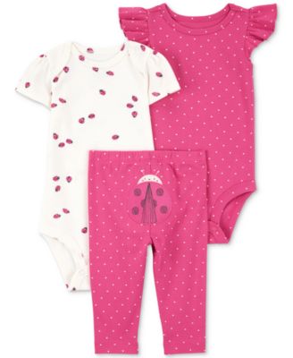 Carter's - Baby Girls Ladybug Little Character Cotton Bodysuits & Pants, 3 Piece Set