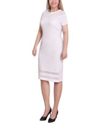 Petite Short Sleeve Dress with Mesh Insets