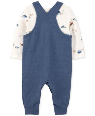 Baby Boys 2-Pc. Long-Sleeve T-Shirt & Thermal Overalls Set