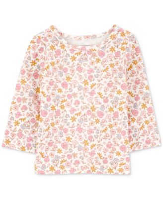 Baby Girls 2-Pc. Floral-Print Long-Sleeve T-Shirt & Overalls Set