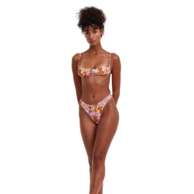 Women's Vintage Florals V Neck Bralette Bikini Top