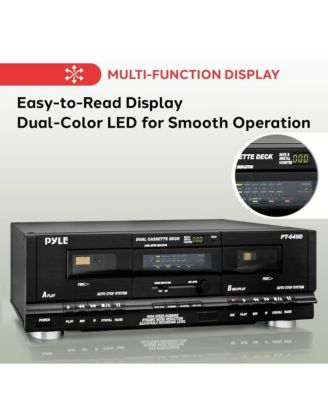 Dual Cassette Deck - High-Speed Dubbing & Mixtape Recorder - PT649D