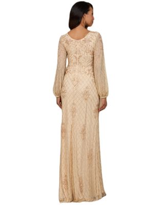 Women's Long Sleeve Beaded Gown