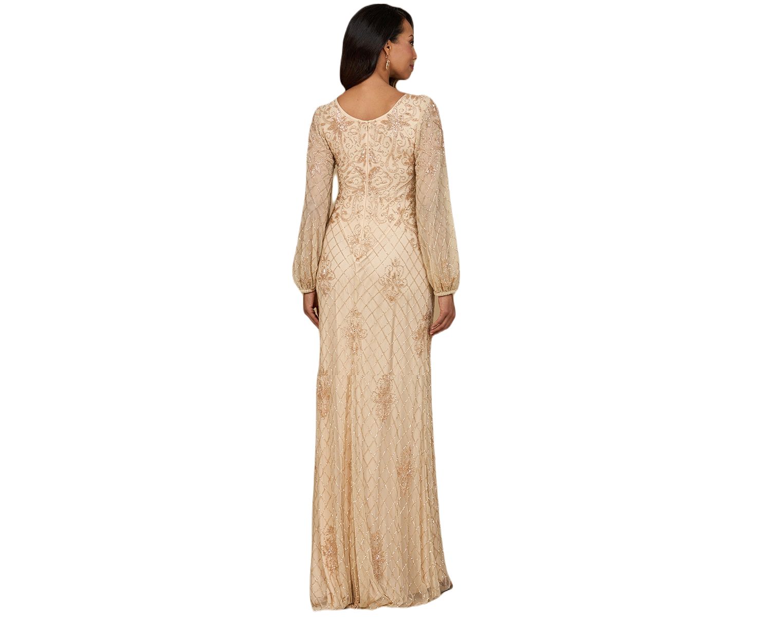Women's Long Sleeve Beaded Gown