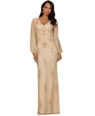 Women's Long Sleeve Beaded Gown