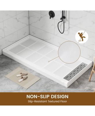 60"W X 30"D SMC Single Threshold Shower Base Anti-Slip Shower Pan, Drain Assembly & Drain Cover Included