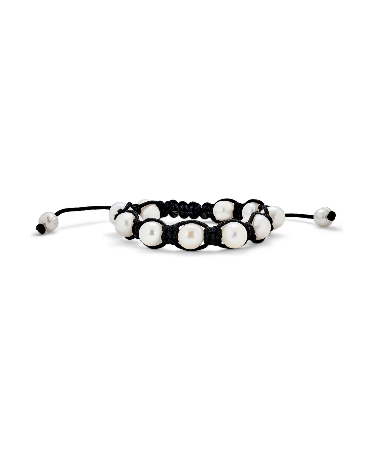 Bling Jewelry White Baroque Freshwater Pearl Strand Bracelet with Black Cord String - White