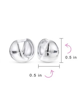 Minimalist Geometric Hoop Huggie Earrings in Sterling Silver