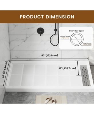 Anti-Slip Single Threshold Shower Base with Drain Assembly and Cover