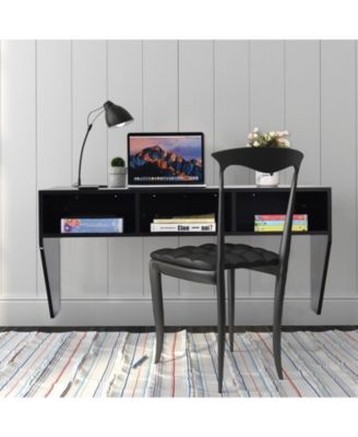 Wall Mounted Floating Sturdy Computer Table with Storage Shelf