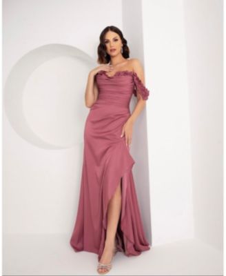 Women's Off Shoulder Crepe Gown