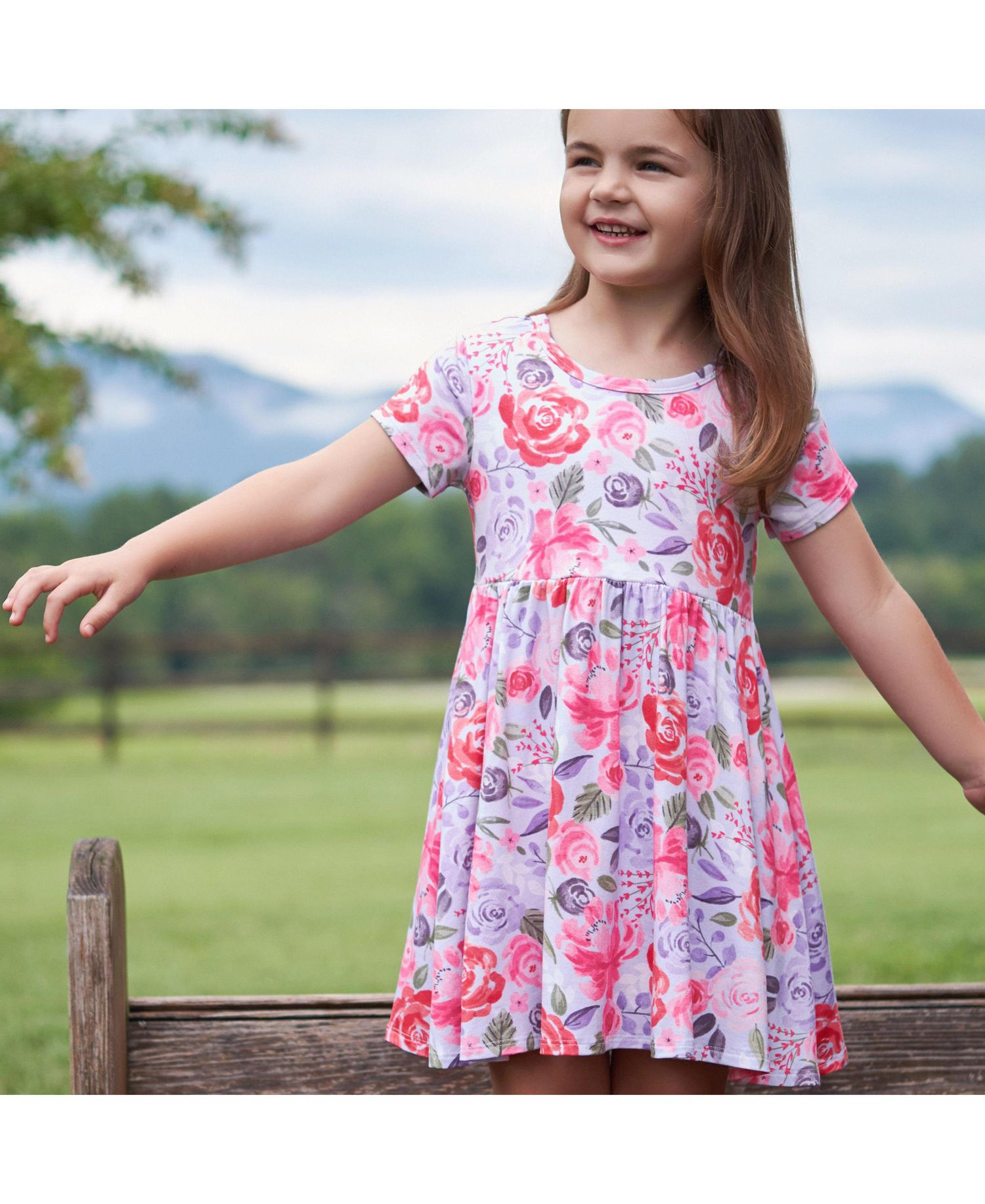 Toddler Girls Pink Lemonade Short Sleeve Twirl Dress