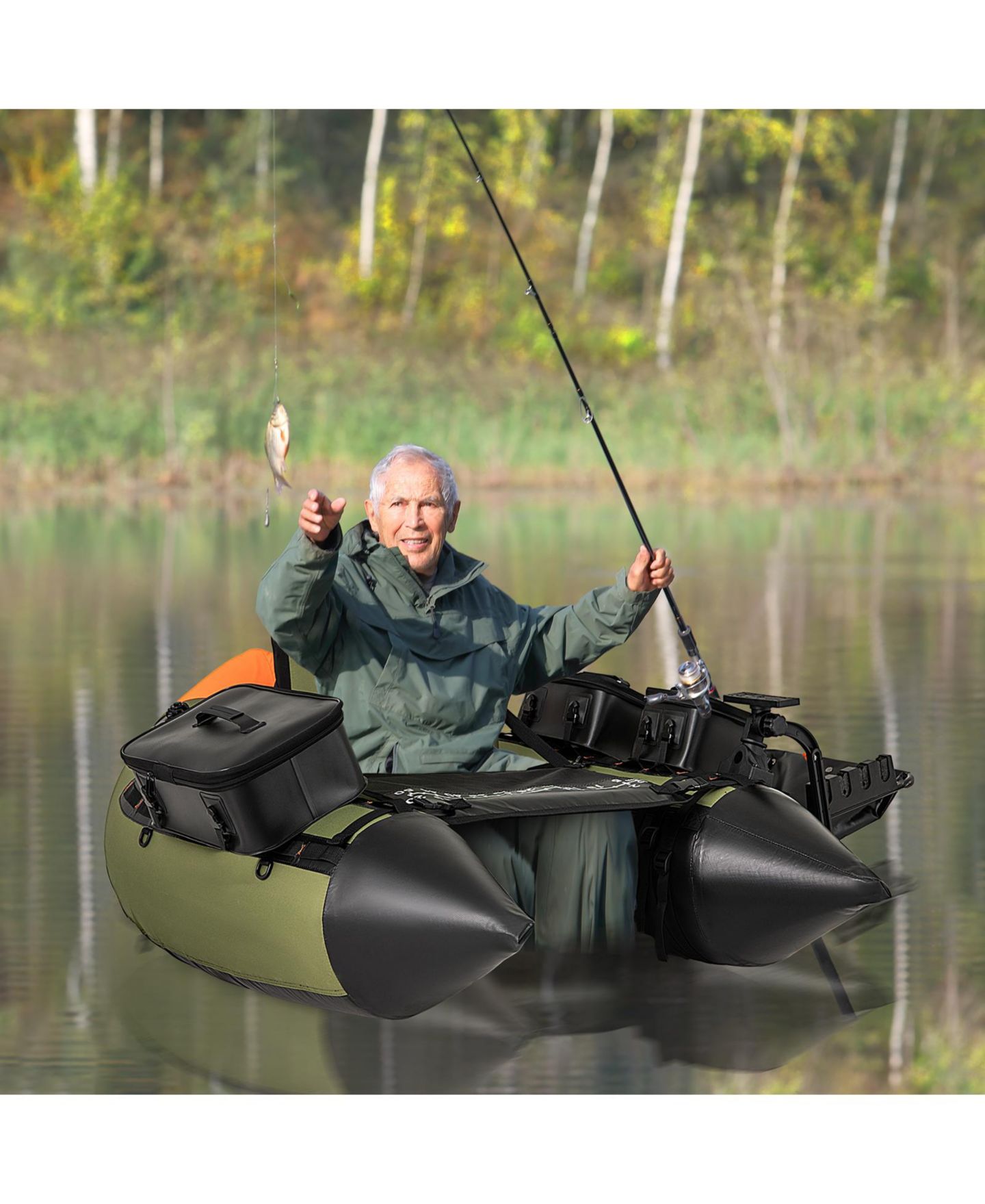 Детская игрушка HONGGE Portable Fishing Boat with Rod Holders and 3 Storage Box Seats, цвет: Зелёный — фото 2