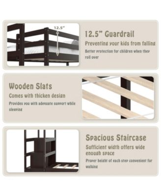 Twin Over Twin Bunk Bed with Storage Shelf and Drawer