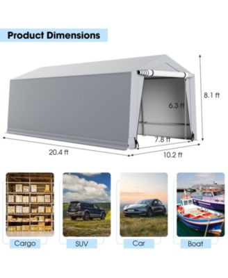 10 x 20 Feet Outdoor Heavy-Duty Carport with 2 Doors-10 x 20 ft