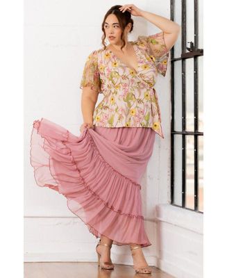 Plus Size Rosalie Embroidered Wrap Top