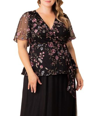 Plus Size Rosalie Embroidered Wrap Top