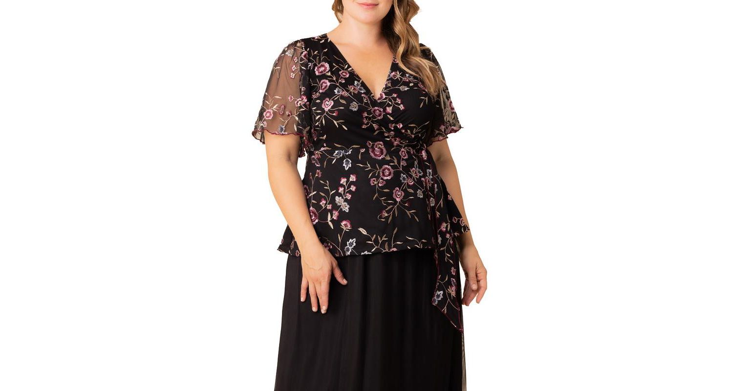 Plus Size Rosalie Embroidered Wrap Top