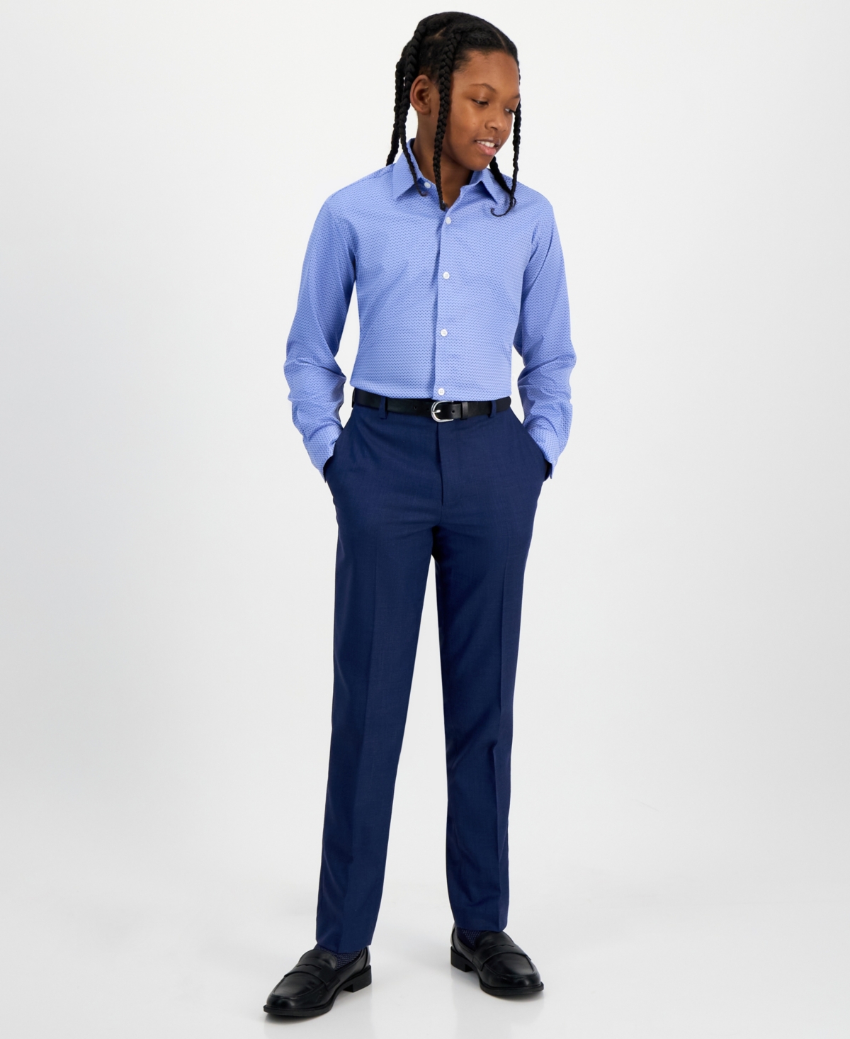 Andrew Marc Big Boys Classic Button Down Shirt In Blue