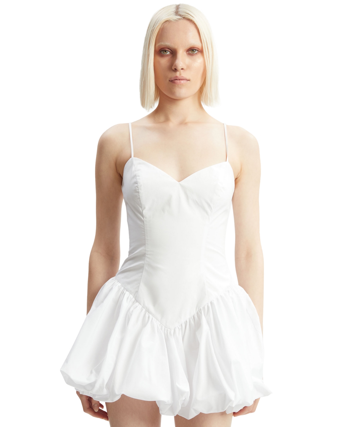 Bardot Oria Bubble Hem Satin Minidress In Orchid White