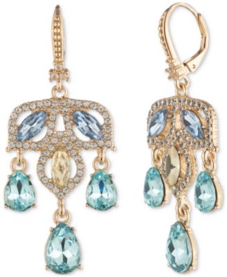 Marchesa - Gold-Tone Blue Stone Multi Chandelier Drop Earrings