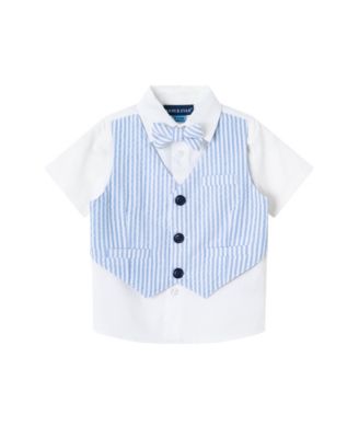 Baby Boys Chambray Polo and Vest Set