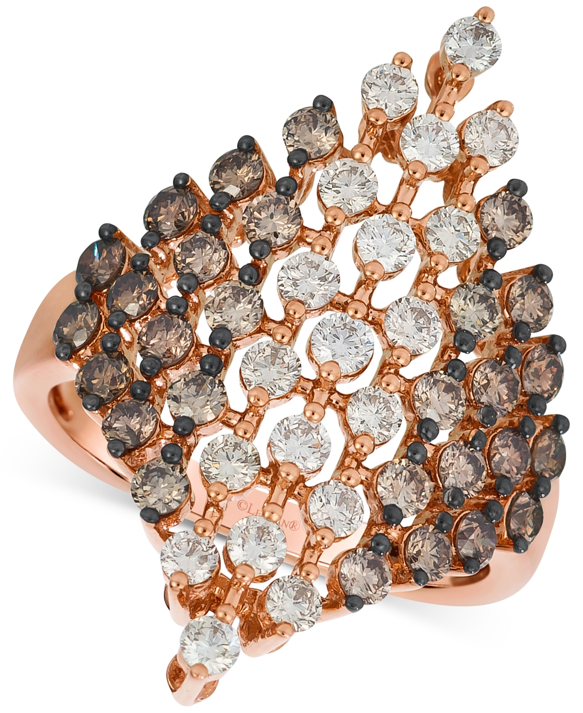 Le Vian Chocolate Ombre Diamond Openwork Cluster Statement Ring (2 Ct. T.w.) In 14k Rose Gold In Rose Gold