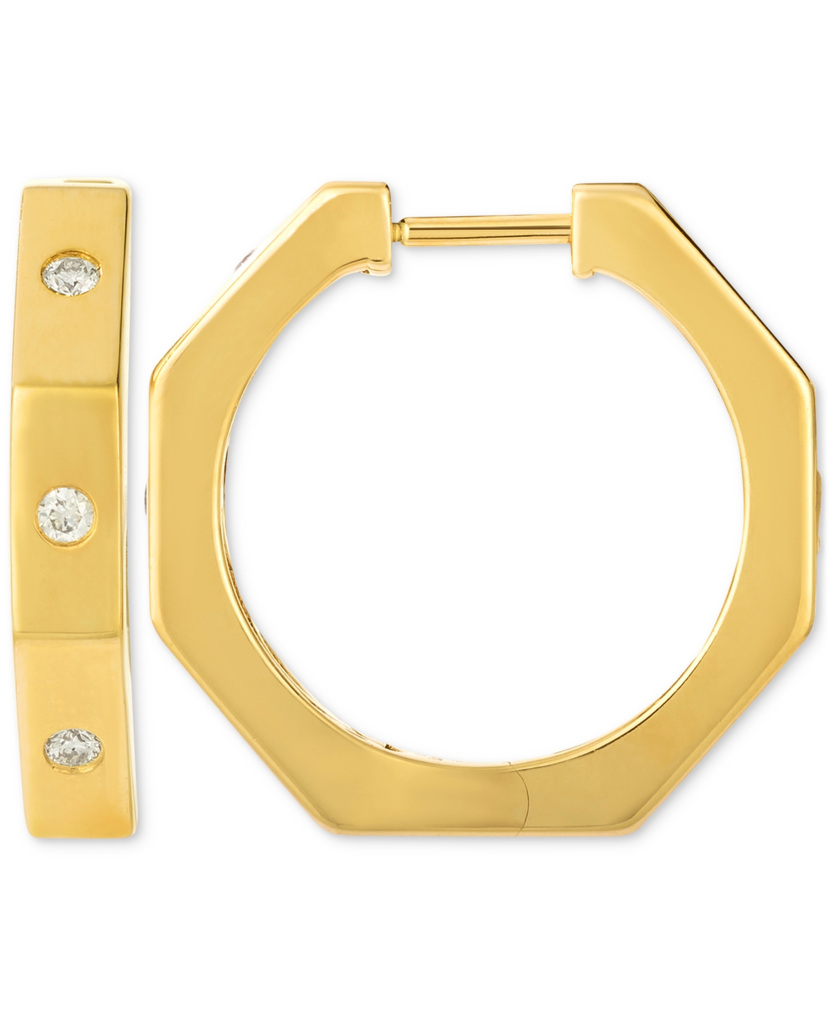 Le Vian Nude Diamond Octagon Shape Small Hoop Earrings (1/5 Ct. T.w.) In 14k Gold, 0.9" In Yellow Gold