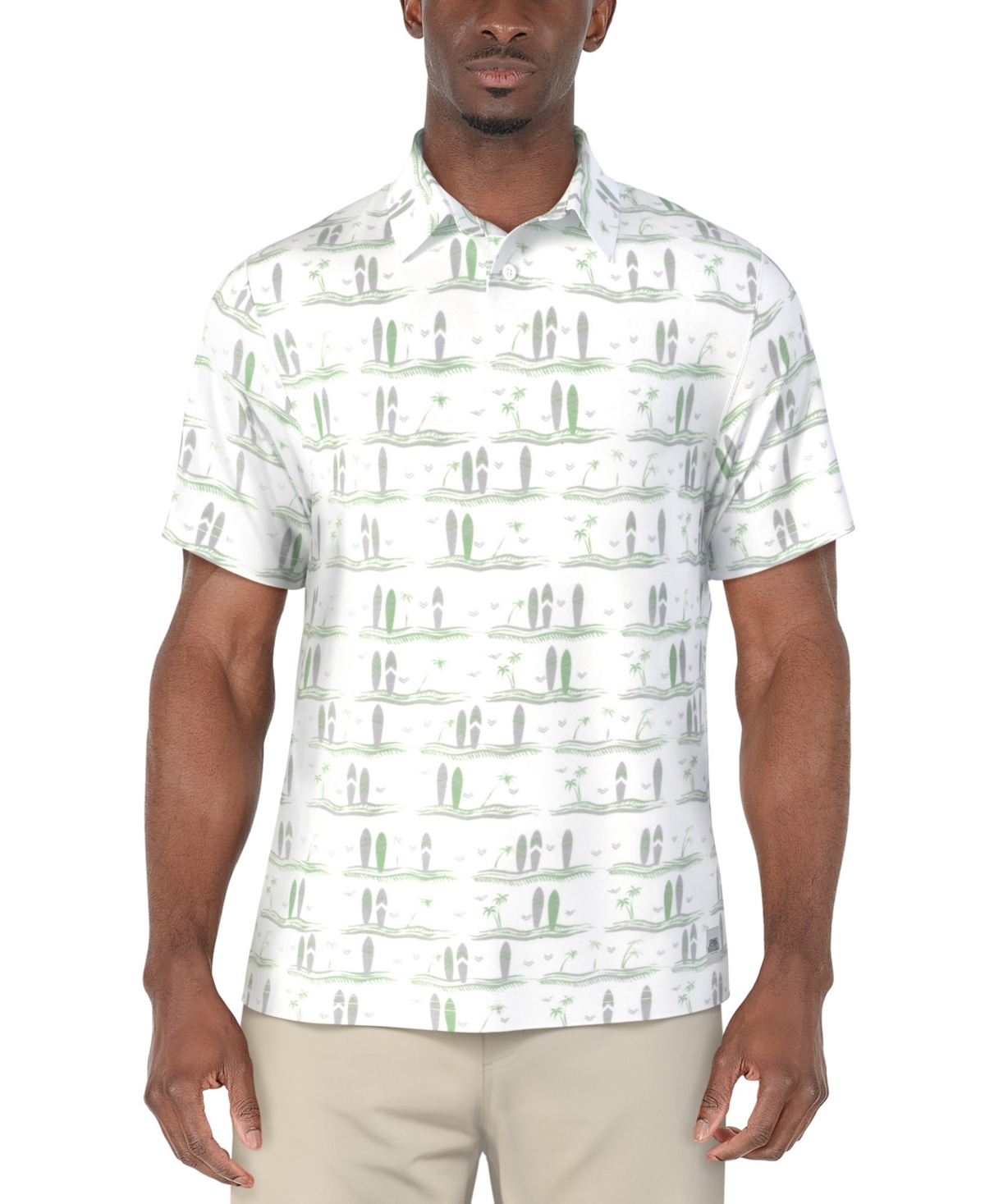 Men's Surfboard-Print Polo Shirt - Insignia Blue