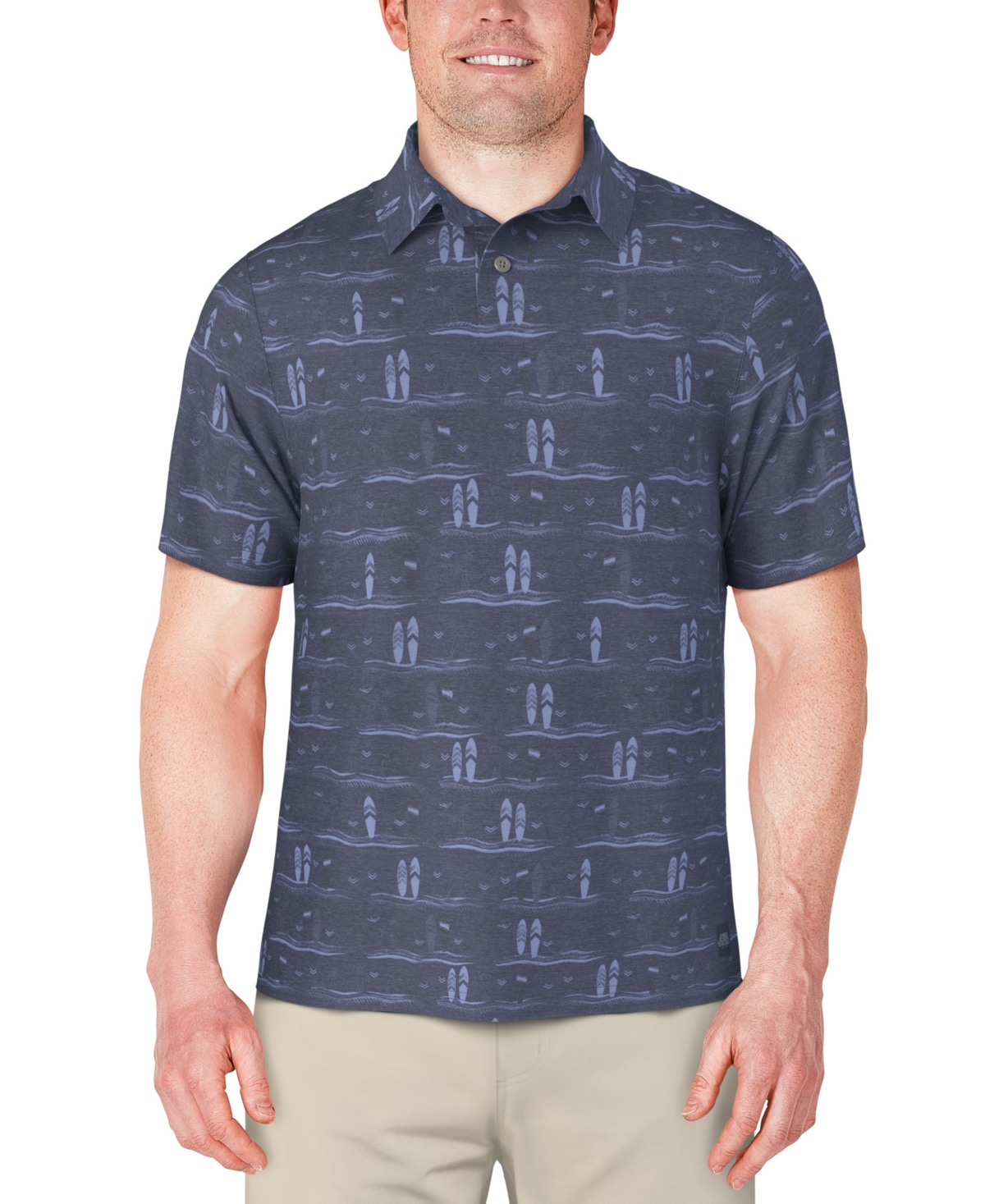 Men's Surfboard-Print Polo Shirt - Insignia Blue