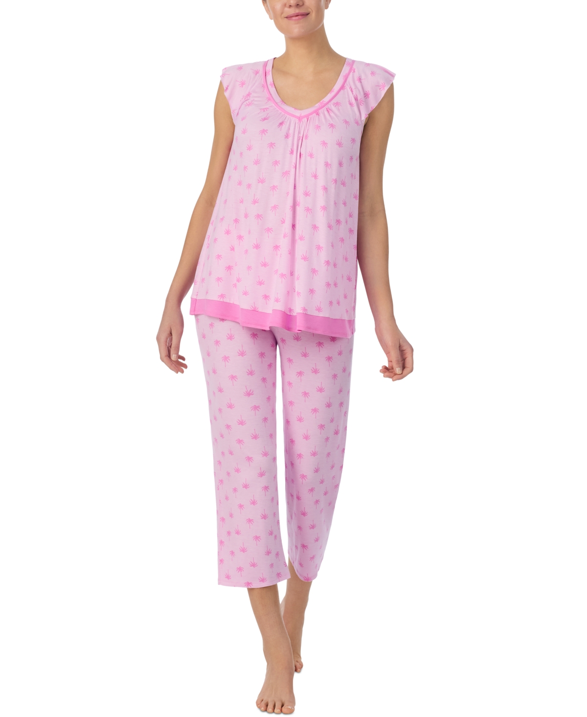 Women's Printed V-Neck Cropped Pajama Set - Pailsey Multi