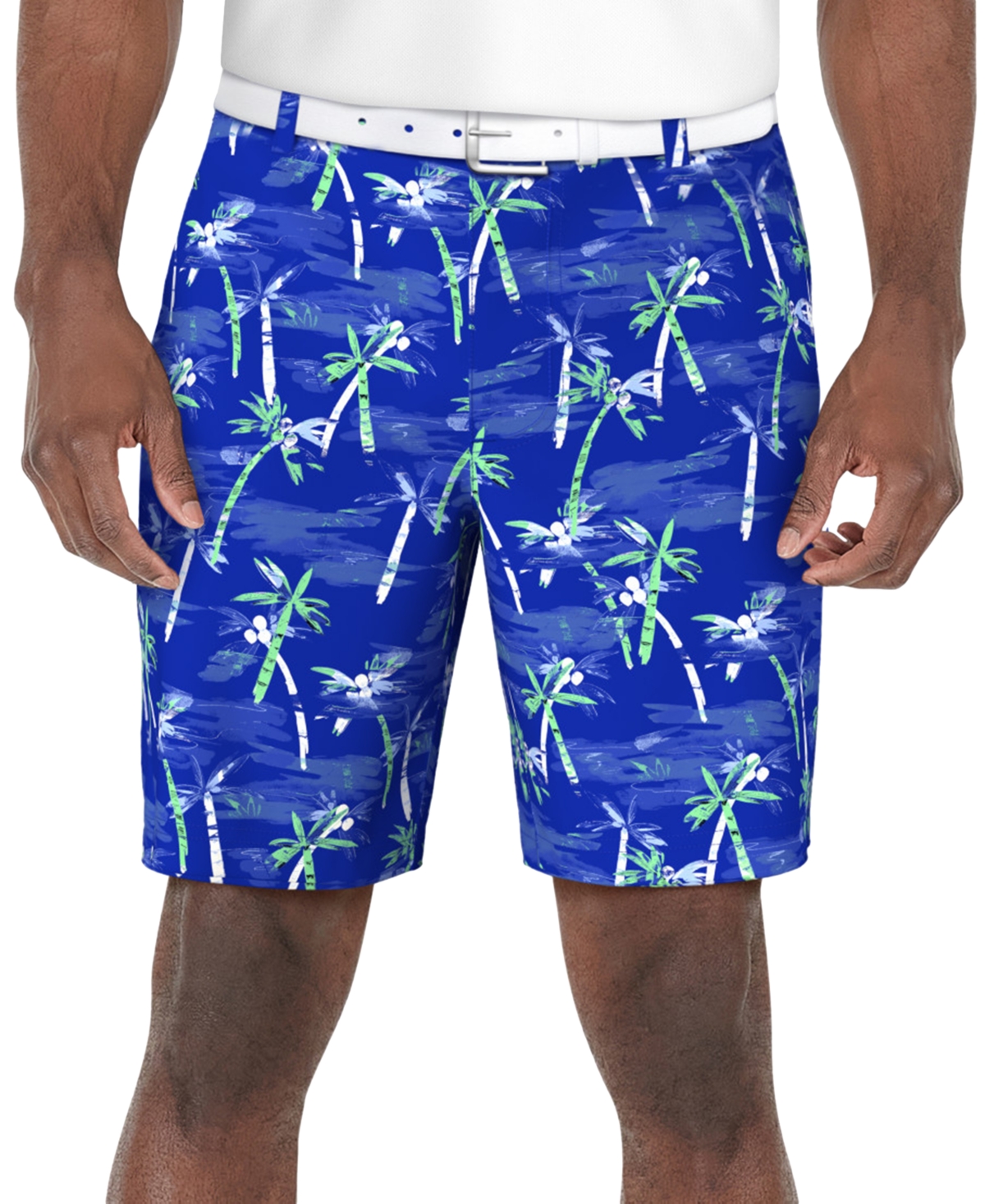 Men's Palm Tree Printed 8" Shorts - Princess Blue