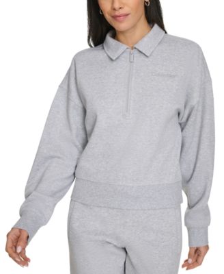 Calvin Klein - Women's French Terry Collared Half-Zip Pullover Top