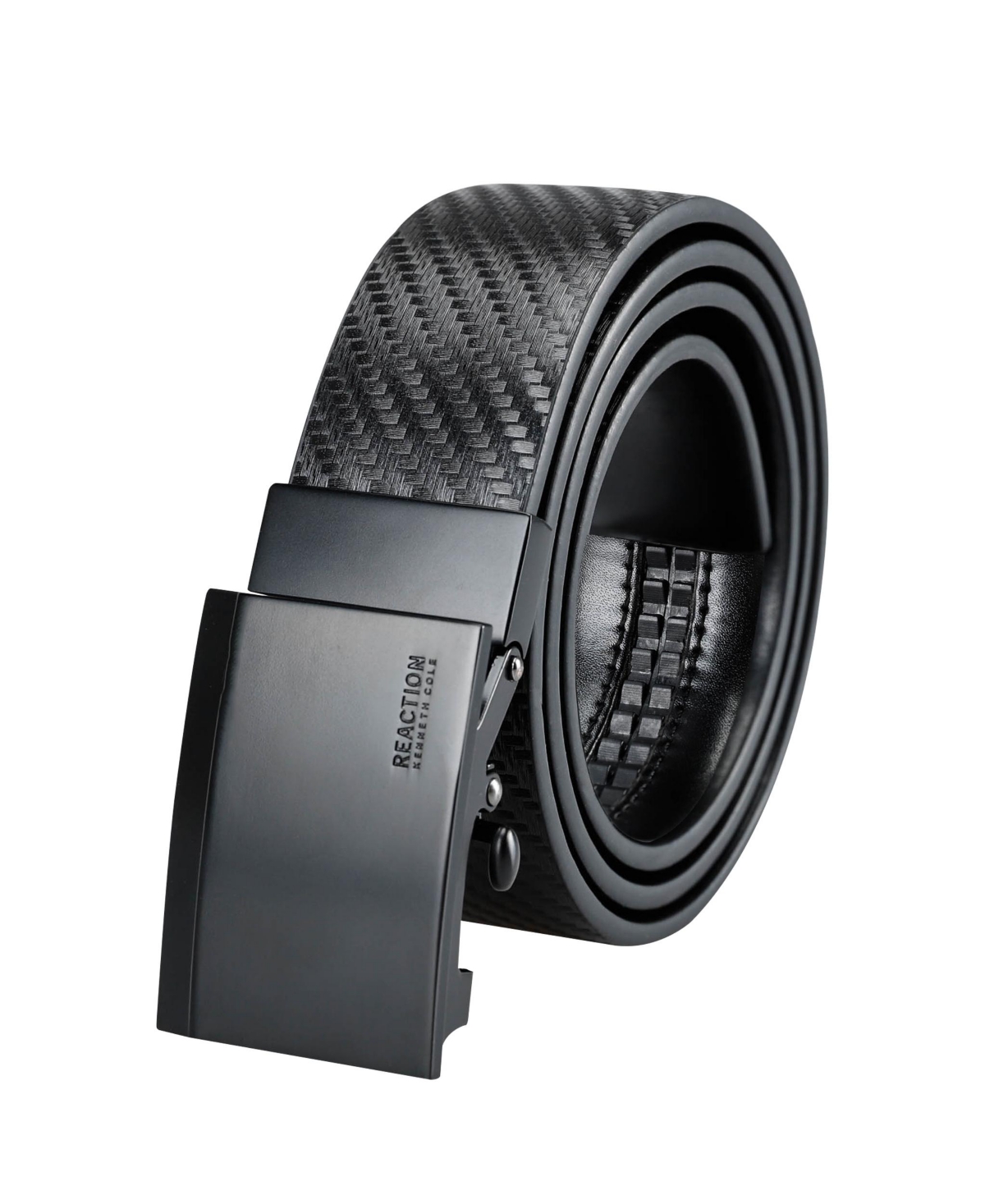 Men's Exact System Track Lock Matte Black Plaque Buckle Belt - Black carbon fiber