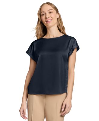 Jones New York - Women's Side-Button Short-Sleeve Top