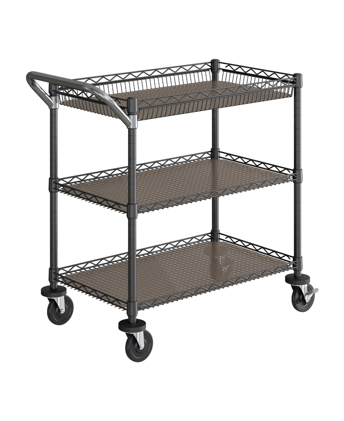 3-Tier Commercial Rolling Utility Cart - Graphite
