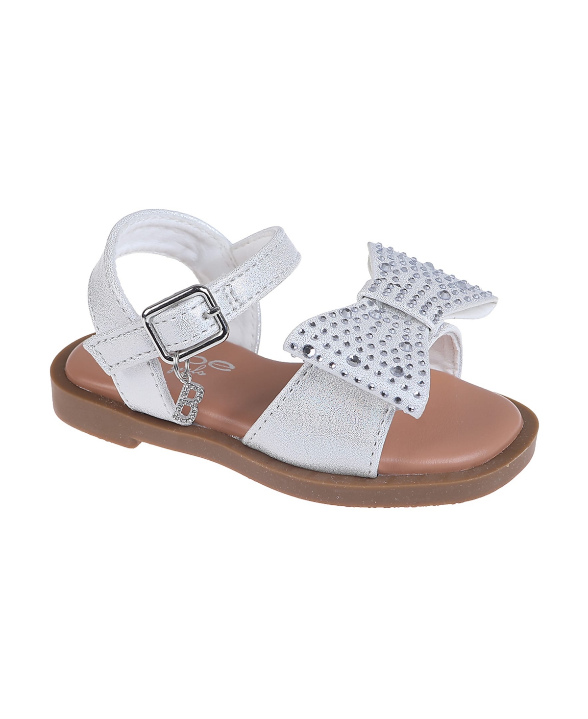 Shop Bebe Toddler Girls Charm And Bow With Rhinestones Sandals In White