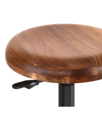 Acacia Wood Seat Pneumatic Adjustable Work Stool