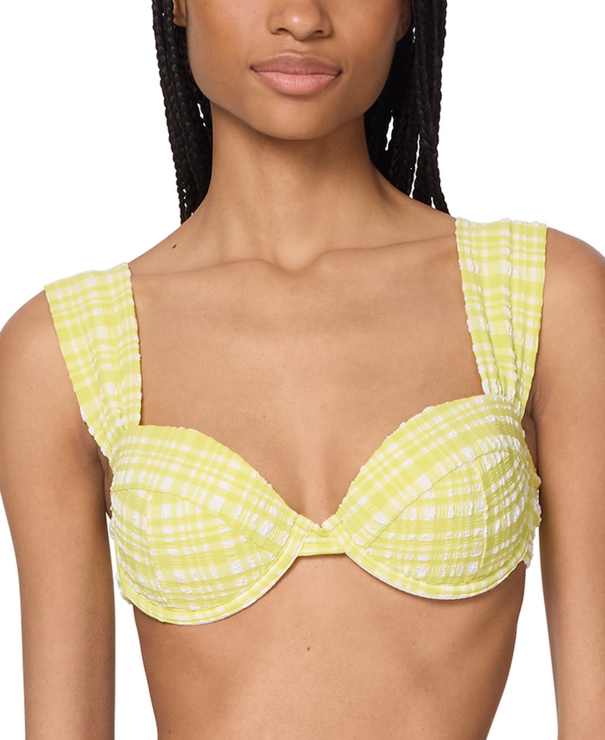 Kate Spade New York Check Underwire Bra Top In Blue
