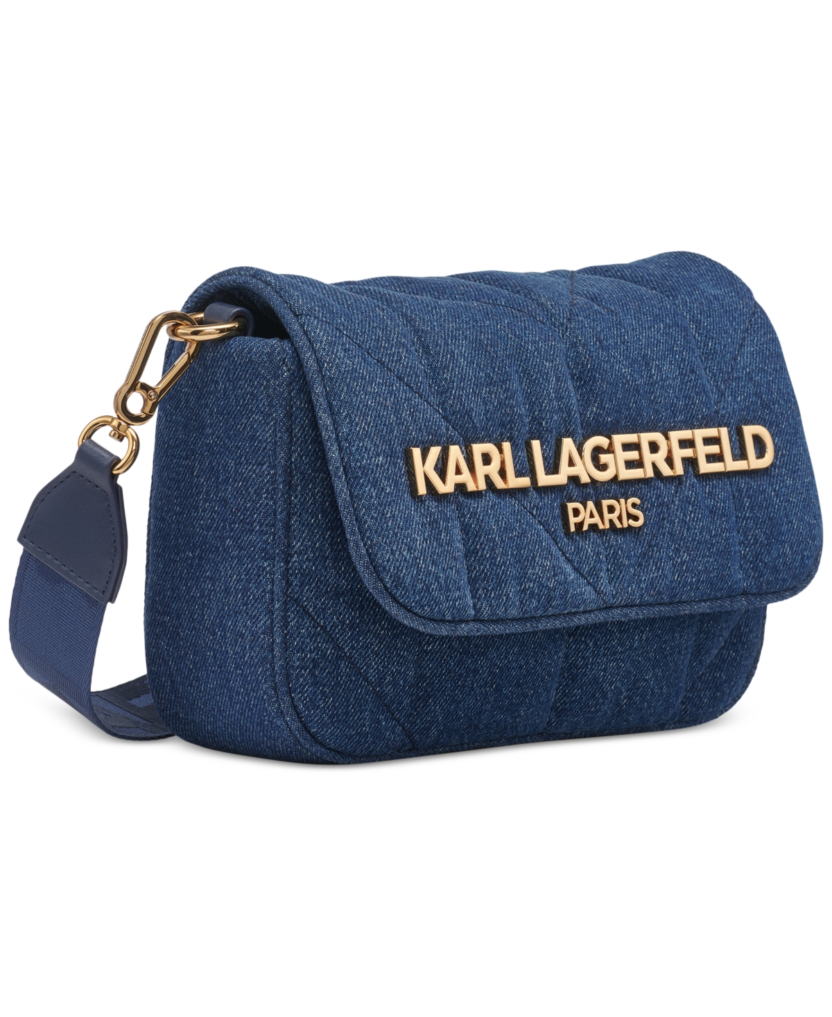 KARL LAGERFELD VOYAGE QUILTED DENIM CROSSBODY BAG 