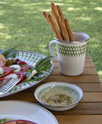 Scallop Enamelware Latte Mugs, Set of 4