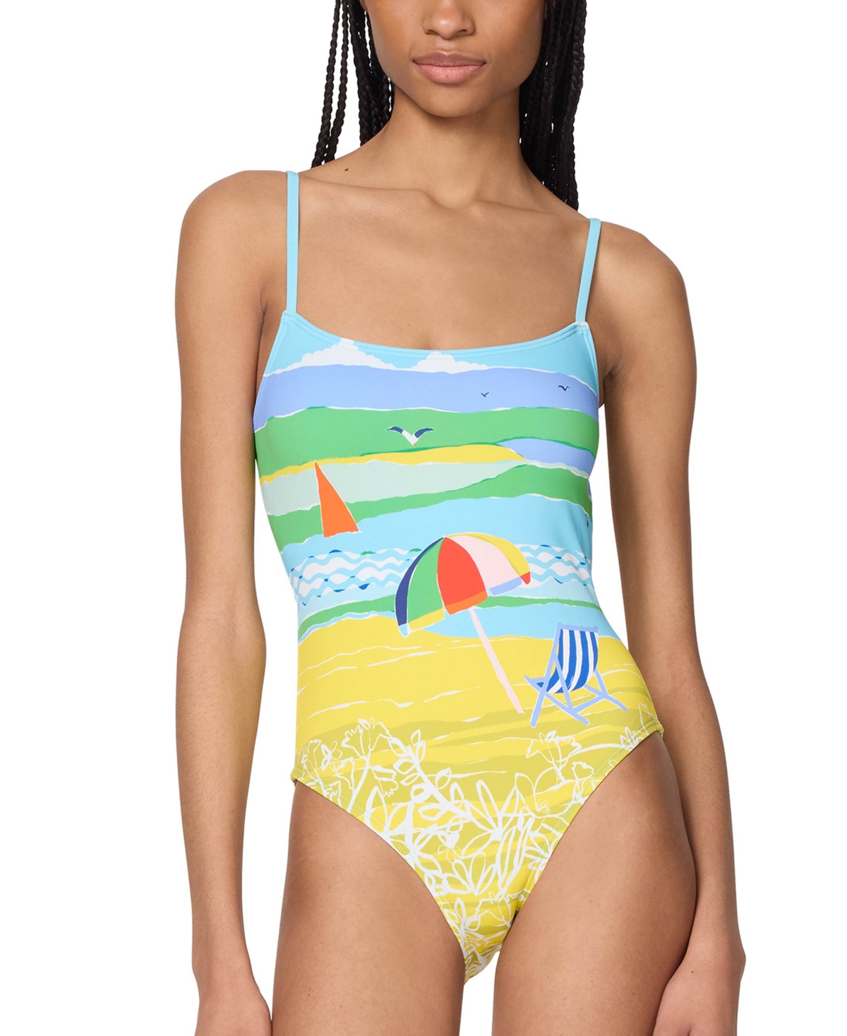 Kate Spade New York Printed Tie Back One Piece Swimsuit In Multi