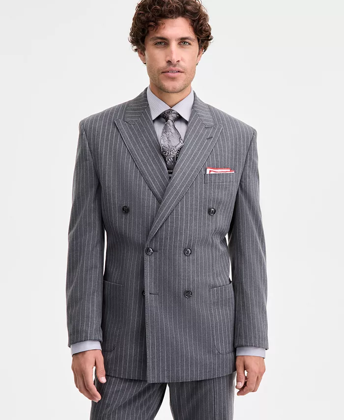 Men's Classic-Fit Pinstripe Double-Breasted Suit Separate Jacket