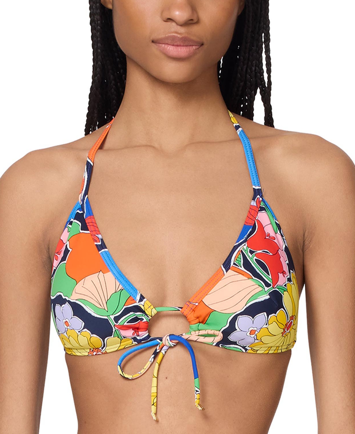 Women's Printed Tie-Front Bikini Top - Multi