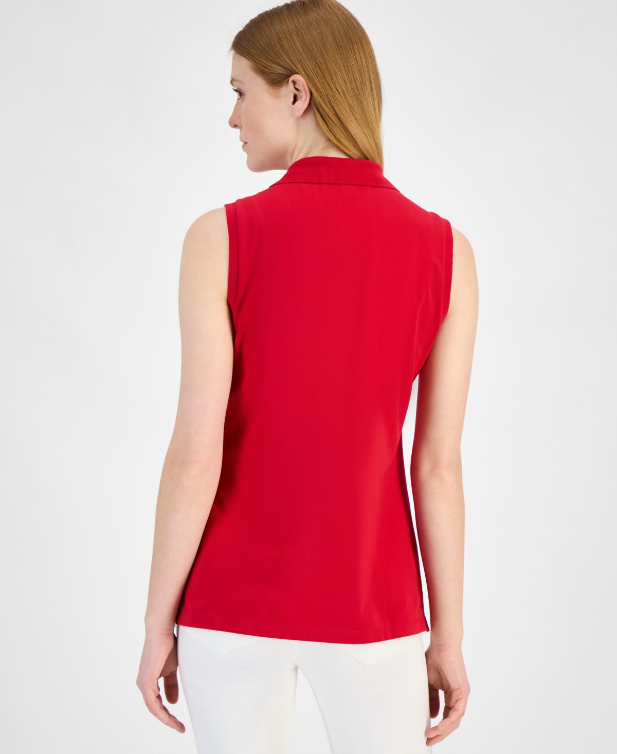 Tommy Hilfiger Women's Solid-color Pique-knit Sleeveless Polo