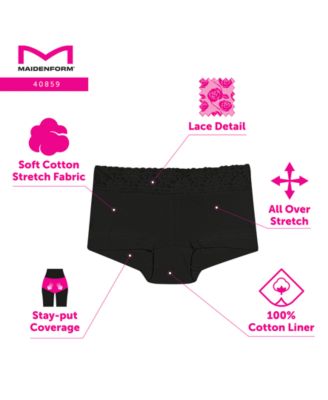 Maidenform Cotton Dream Lace Boyshort Underwear 40859 - Macy's