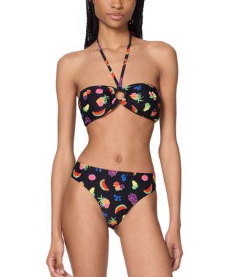 New York Womens Fruits Bandeau Ring Bikini Top High Cut Bottoms