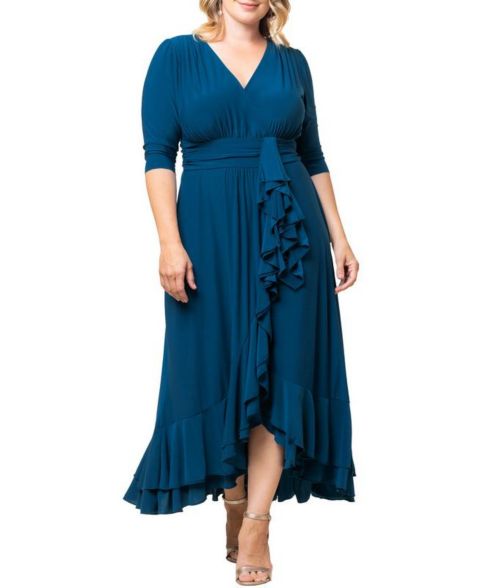 Женское платье Kiyonna Plus Size Veronica Ruffled Evening Gown, цвет: Синий