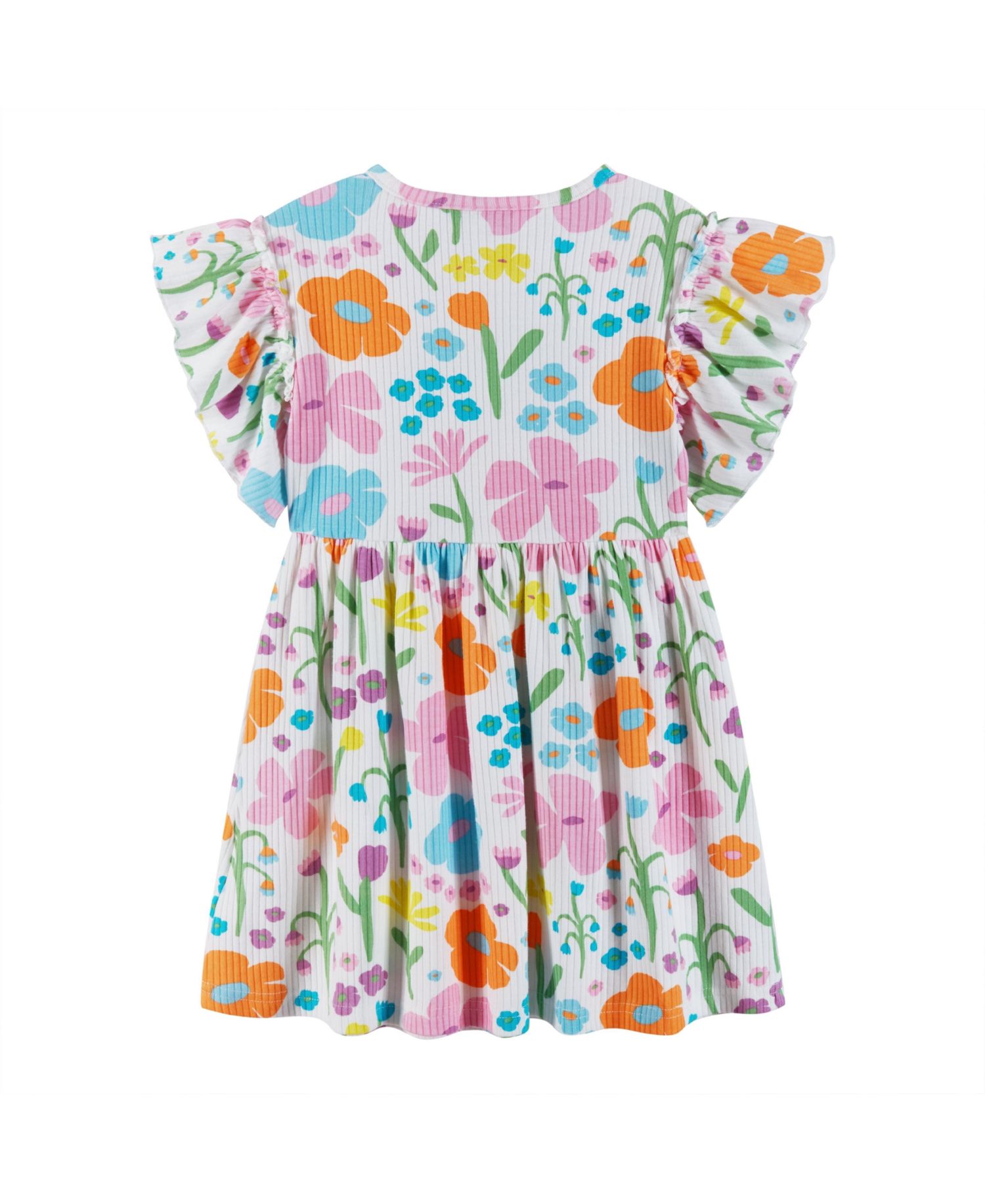 Toddler Girls Toddler/Child White Floral Rib Knit Dress